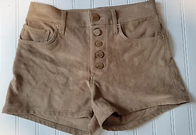 Express Tan Faux Suede High Rise Button Up Shorts Size 0 • $17