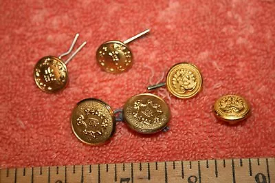 6 Small Vintage Military Brass Buttons 2 Have P On Front • $4