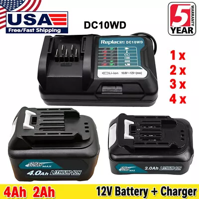 For Makita 12V Battery / Charger MAX 4.0Ah BL1041B 1040B BL1021B BL1020 DC10WD  • $27.70