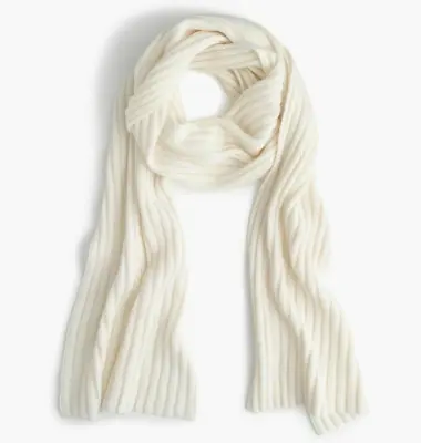 J.Crew Collection Ribbed Scarf In Cashmere | Snow | $188 • $159.99