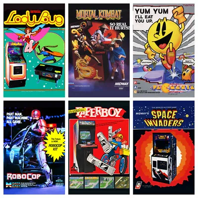 £9.99 • Buy ARCADE GAME POSTERS A3 Retro Game Room Flyers Reproduction Decor Kids Gaming 