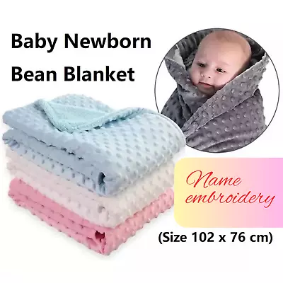 Baby Muslin Swaddle Blanket Soft 102cm X 76cm Personalised Baby Blanket Embroide • $18