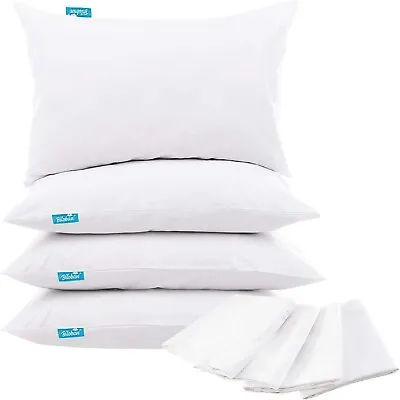 Queen Size Pillow Covers Zippered Pillowcases 4 Pack Waterproof Pillow Protector • $25.99