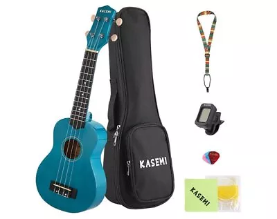 KASEMI 21  Soprano Ukulele Pack Premium Padded CASE Strap Strings Picks Tuner 4 • $47.99