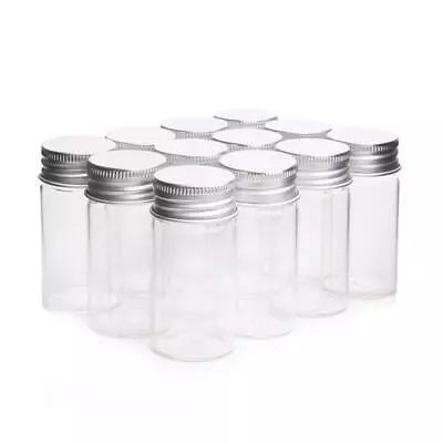 Vials Small Glass Bottles Mini Jars With Aluminum Lids Screw • £1.90