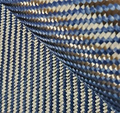 Blue Black Twill 3K Carbon Fiber Aramid Blended Fabric Cloth 200gsm 50*100cm • £21.59