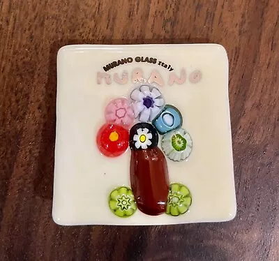 Hand Made Murano ￼Glass Italy Refrigerator￼ Magnet Vase Multicolor ￼Floral Blown • $14.99