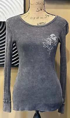 T Party Long Sleeve Lightweight Thermal Style Top~Front Beading+Back Design~EUC • $14.99