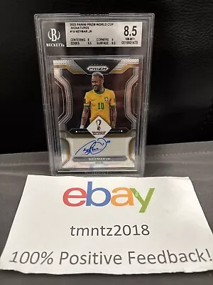 2022 Panini Prizm FIFA World Cup NEYMAR JR Auto Signatures #S-NJR Brazil BGS 8.5 • $299