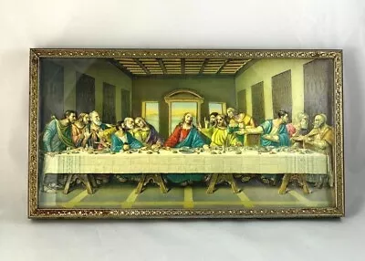 Vintage 3D Celluloid Last Supper Picture Raised Scene Of Jesus And The Apostles • $17.95