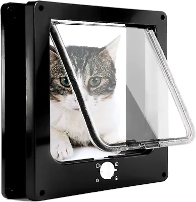 Large Cat Flap With Magnets 4 Way Locking Flap With Weather-proof Brush Silent • £28.92