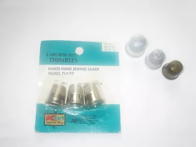 Vintage Lot 5 Metal Sewing Thimbles Silver & Gold Tone Nickel Plated 3 Sizes New • $1.50