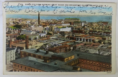 $0.01 • Buy Post Card	Bird's Eye View Showing Lighthouse And Brigantine Island, Alantic City