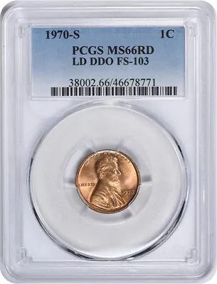 1970-S Lincoln Cent DDO FS-103 MS66RD PCGS • $454