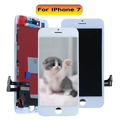 For IPhone 7 Screen Replacement Retina LCD Digitiser Touch Assembly White+Frame • £9.99