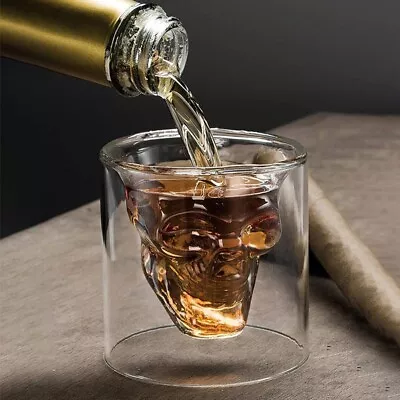 Cocktail Glass Skull Head Cup Whisky Spirits Home Bar Drinkware Decor X 2 New • £29.95