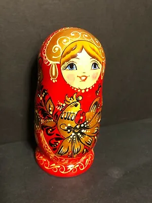 Old Matryoska Babushka Authentic 5 Piece Russian Nesting Doll Artist Signed Girl • $29.99