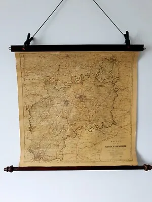 Antique Gloucestershire Linen Backed Wall Hanging Bacons Map • £50
