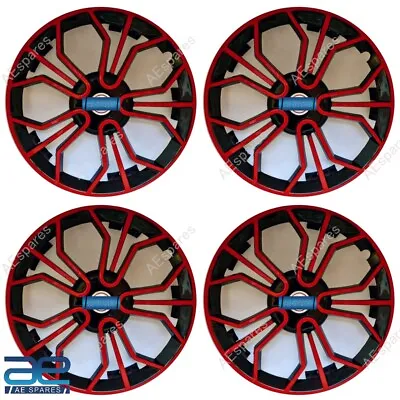 4 Pcs New Wheel Hub Caps Cover Plastic Black Red 14-15  For Cars Universal @Vi • $175.37