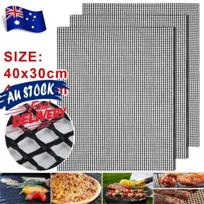 BBQ Mesh Grill Mat Non-Stick Liner Cooking Barbecue Sheet Glass Fiber Baking Pad • $11.99