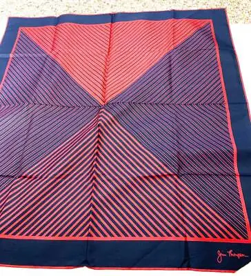 $24.95 • Buy NWOT Jim Thompson 100% Thai Silk Scarf 34  Geometric Striped Red Navy