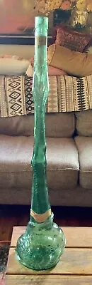Vintage Tall Green SNAIL BOTTLE  3 Liter Green Glass Wine 32 Tall • $149.99