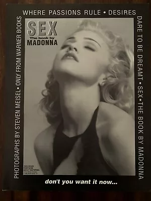 Madonna * SEX * Book Original 1992 Advertisement Very Rare Original No Copy • $18.99