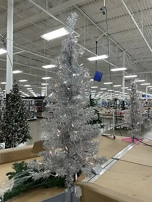 Silver Artificial Christmas Tree 4 Ft Prelit New • $32