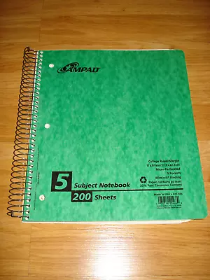 Ampad 25-466 5 Subject 5 Pocket College Ruled Notebook 200 Sheets • $2.99