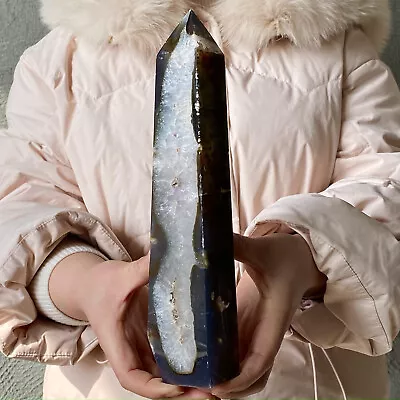 1.86LB Natural White Crystal Agate Obelisk Quartz Crystal Sample Column • $0.99