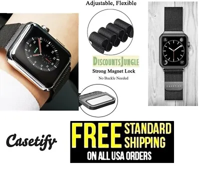 Casetify Mesh Apple Watch Bands Stainless Steel 42mm 38mm W Magnetic Band Black • $9.99