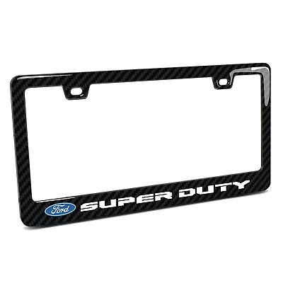 Ford Super-Duty Black Real Carbon Fiber Finish ABS Plastic License Plate Frame • $42.99