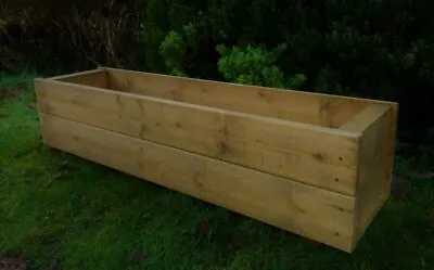 Long Garden Wooden Planter Trough Veg Wood Flower Boxes READY MADE • £38.99