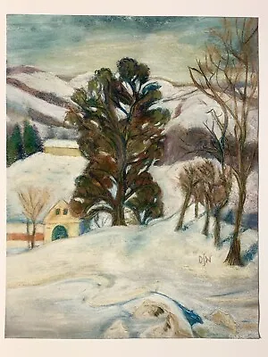 Vtg Pastel Landscape Impressionist Snowscape Framed Signed Modernist • $65