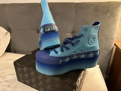 Converse X Miley Cyrus Chuck Taylor All Star Platform Hi Gnarly Blue Women's 6 • $90