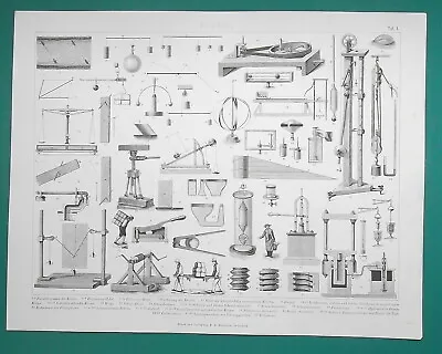 PHYSICS Mechanics Windlass Scales Lever Press Liquids - 1870 Antique Print • $22.91
