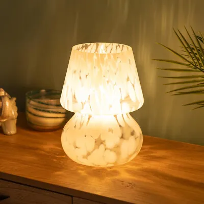 Confetti Glass Table Lamp Bedside Light Bedroom Living Room Tapered Lampshade • £29.99