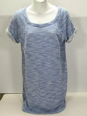 Max Edition Blue White Stripe Pullover Tunic Top S/S Women's M  38 Bust 40 Hips • $11.59