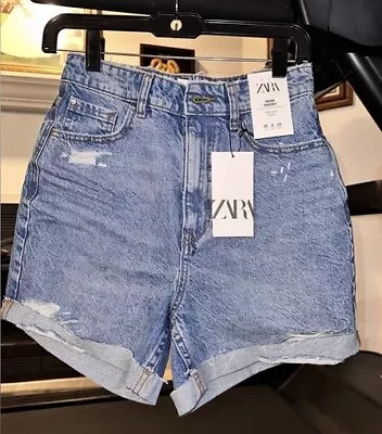 Zara 1975 High Waisted Mom Denim Shorts Size 4 • $37