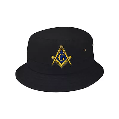 MASONIC BUCKET HAT In BLACK Or TAN - EBREOIDERED LOGO - 2 SIZES For BETTER FIT • $18.95