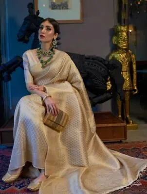 $70.18 • Buy Soft Silk Saree Blouse New Sari Indian Pakistani Wedding Bollywood Party Wear