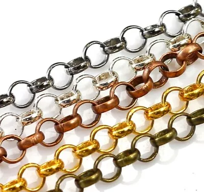 Bulk Rolo Chain Silver Gold Plated Gunmetal Bass Copper Soldered 3-7mm Sold Ft • $4.45