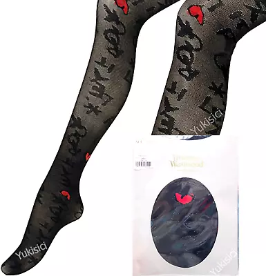 Vivienne Westwood Japan Ltd Let It Rock Pantyhose Tights-Black & Red-Size M-L • $60.99
