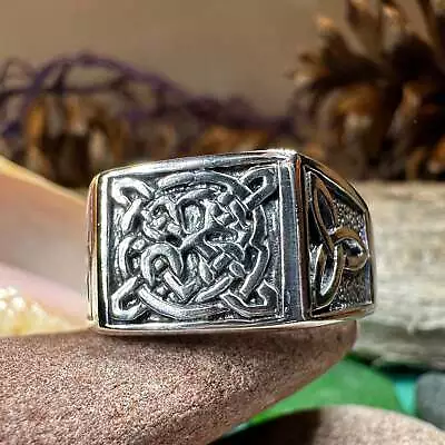 Men's Celtic Knot Ring Scottish Irish Pagan 925 Statement Ring • $49.99