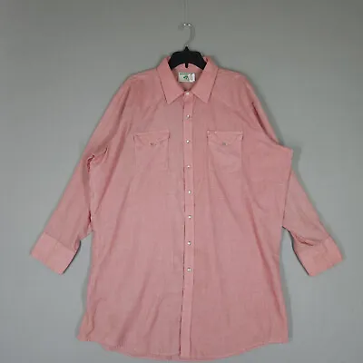 VTG Mesquite Shirt Mens 18.5 35 Pink Pearl Snap Long Sleeve Western Longtail 90s • $7.88