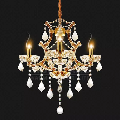 4 Lights Elegant Crystal Pendant Glass Ceiling Lighting Fixture Chandelier E12 • $34.99