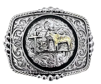 Cowboy Rodeo Belt Buckle Praying Cowboy And Horse Authentic Silver Plated • $6.99