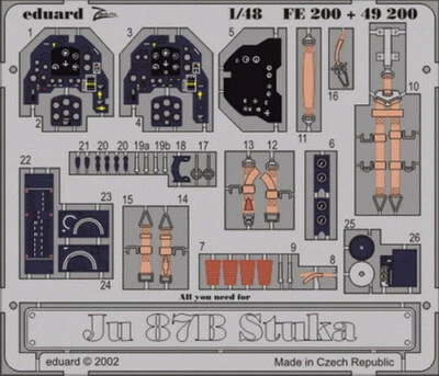 $5.99 • Buy Eduard 1/48 Ju 87B Stuka Cockpit+Seatbelt (Hasegawa) FE200