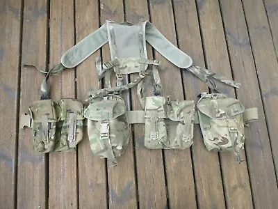 British Army Mtp Webbing Set Yoke Harness Belt 4 Pouches Combat Airsoft Cadet • £45.99