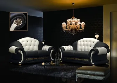 £3950 • Buy Versace 3+2 Real Italian Leather Sofa Made In Italy
